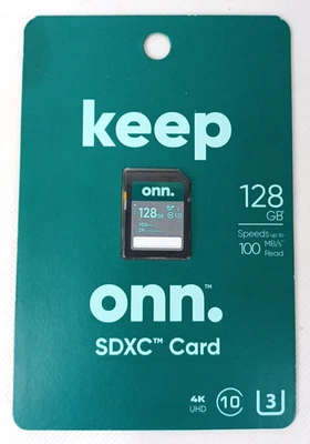ONN 100019119 128GB Class 10 U3 SDXC Flash Memory Card - Image 1 of 2