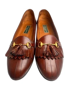 Cole Haan Loafer Women 9B Brown Leather Tassel Kiltie Horsebit Flat Italy - Picture 1 of 6