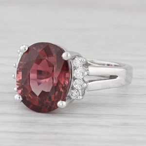 6.18ctw Turmalina Rosa Ovalado Diamante 14k Oro Blanco Anillo Tamaño 7 - Imagen 1 de 10