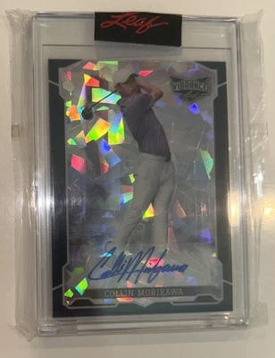 Tarjeta sellada Collin Morikawa Rookie Auto Cracked Ice 2022 Leaf Vibrance PGA casi nueva Foto 1 de 3