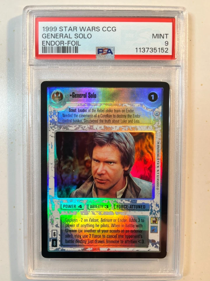 Decipher Star Wars CCG General Solo foil Endor PSA Mint 9 - Image 1 of 1