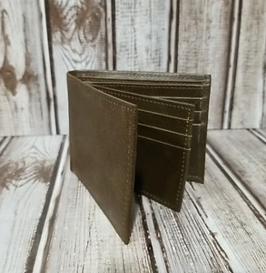 Cartera plegable de cuero genuino American Bisonte para hombre marrón 9 ranuras para tarjetas - Imagen 1 de 6