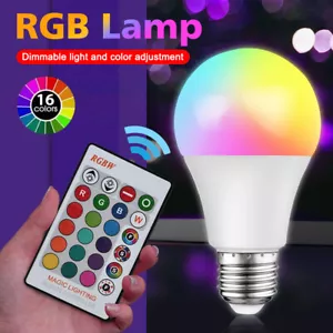 E27 RGB LED Light Bulb 16 Color Changing Magic RGBW Lamp Remote Control Colorful - Picture 1 of 19