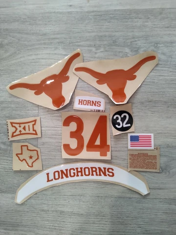 Texas Longhorns Full Size FS Football Helmet Decals W/#6, XII & State Cover