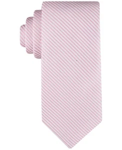 Tommy Hilfiger Silk Blend Seersucker Stripe Tie Men's Pink Keeper Loop - Picture 1 of 13