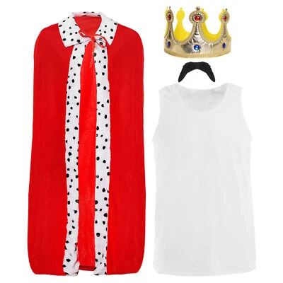 FREDDIE MERCURY FANCY DRESS COSTUME CAPE CROWN VEST MOUSTACHE MUSIC ICON SINGER  - Image 1 of 4