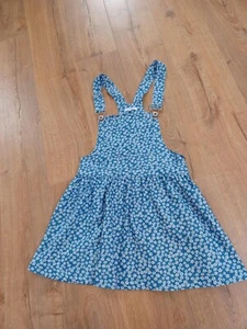 New Look pretty white daisy on blue overall dress, size 10 - Picture 1 of 2