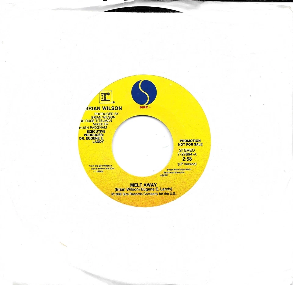 BRIAN WILSON  Melt Away  rare promo 45  BEACH BOYS - Image 1 of 1