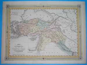 1850 NICE ORIGINAL MAP ARMENIA CYPRUS ISRAEL TURKEY PALESTINA IRAQ JORDAN SYRIA - Picture 1 of 6