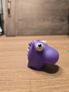 PURPLE Hippo Rubber Squeeze Toy Eyes Pop Out Keychain Stress Fidget 2" New - Picture 1 of 5