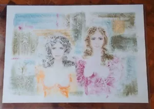 Pintura técnica de escarcha de acuarela del famoso maestro Gaetano Pancaldi 38"x27" - Imagen 1 de 12