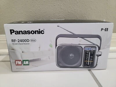 PANASONIC AM/FM/WEATHER ALERT AC/DC PORTABLE RADIO SILVER GREY RF-2400D NEW WBOX - Image 1 of 4