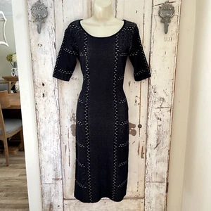 Just Taylor Größe Small Damen schwarz weiß detailliert Strick Etui Karriere Kleid - Bild 1 von 7