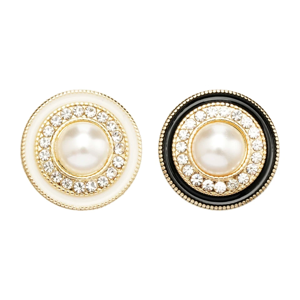 5pcs Pearl Rhinestone Metal Buttons Vintage Classic for Clothing & DIY Sewing - Image 1 of 4