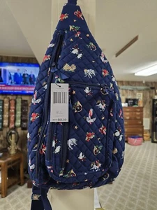 Vera Bradley Sling Backpack Crossbody In Snow Globe Motifs Holidays Christmas - Picture 1 of 6