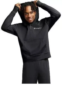 Champion Mens All-Day MVP 1/4-Zip Pullover Hoodie Black M - Picture 1 of 6