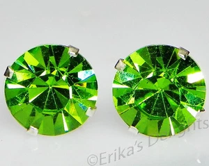 (3 mm - 10 mm) Kristall Olivin Sterlingsilber Ohrringe mit Swarovski Elements - Bild 1 von 10