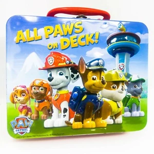 Fiambrera Paw Patrol 2014 All Paws On Deck metal en relieve 7 5/8 x 6 1/4 x 3 1/8 - Imagen 1 de 9