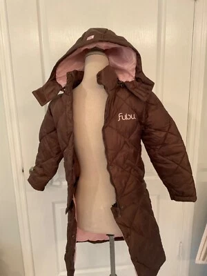 Chaqueta marrón con capucha y botones Fubu the Collection para niñas talla 7/8 ~ nueva con etiquetas Foto 1 de 4
