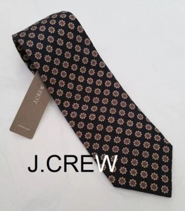 JCREW silk neck tie black floral flowers dots circles slim narrow classic 3" NWT - Picture 1 of 6