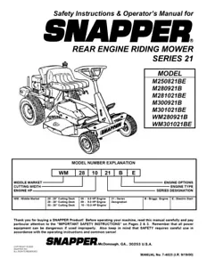 Manual del propietario Instrucciones para cortacésped motor trasero Snapper - Serie 21 - Imagen 1 de 2