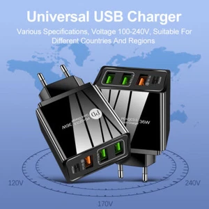 Schnell Ladegerät 4 USB Port 5V 3A Netzteil Adapter Für Handy Tablet EU-Stecker - Zdjęcie 1 z 7