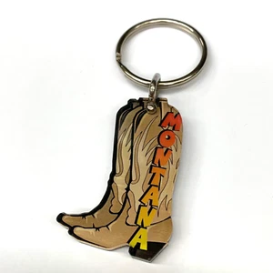 Montana Cowboy Boots Plastic Mirror Keychain - Picture 1 of 5