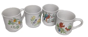 Vintage Lot Of 4 Bird Mugs Cups Made In Japan Cardinal Humming Parrot More - Picture 1 of 3