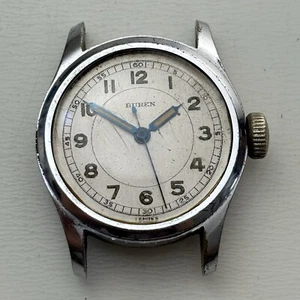 Broken VINTAGE WWII PERIOD MEN'S BUREN MILITARY WRISTWATCH 30mm RARE - For Parts - Picture 1 of 6