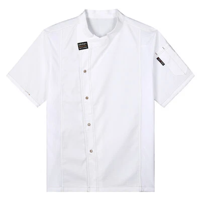 Chef Coat Men Short Sleeve Jacket Restaurant Kitchen Cooking Work Uniform - Image 1 of 4