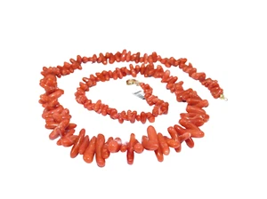 Collana di VERO corallo rosso e con oro giallo 18 kt 750 da donna Made in Italy - Picture 1 of 4