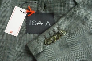 Isaia Green Blue Plaid Linen Blend Sport Coat Jacket 38R BRAND NEW W Tags  - Picture 1 of 8