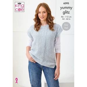 King Cole Pattern Ladies Sweater and Sleeveless Top knitted in Yummy Glitz 6395 - Picture 1 of 2