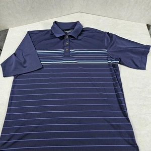 Polo Pebble Beach Golf Para Hombres Grande Azul Rayas Ligero Usado - Imagen 1 de 9