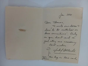 Isabel Allende - Schriftstellerin, persönliche Karte mit Guatemalan Worry Dolls  - Bild 1 von 3