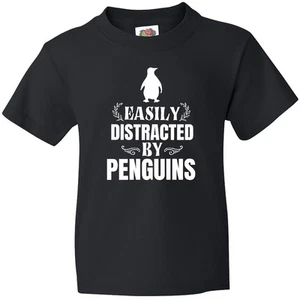 Inktastic Easily Distracted By Penguins Youth T-Shirt Animals Pet I Lover Family - Picture 1 of 9