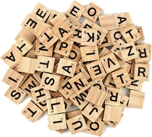100 Piezas Azulejos Alfabeto Madera Scrabble Letras de Repuesto para Tablero Madera  - Imagen 1 de 9