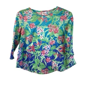 Ruby Rd. size PM (38 bus 21 Length)Floral print blue and pink blouse - Picture 1 of 3
