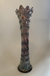 Vintage Fenton Rustic Carnival Glass Vase Amethyst 16 1/2” Tall - Picture 1 of 4