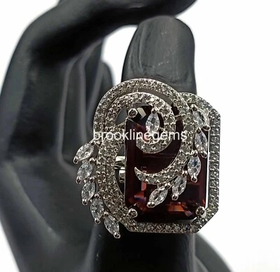 CZ AD Silver Plated Women Party Amethyst Gemstone Ring 7-10 Adjustable Ring NK - Imagem 1 de 4