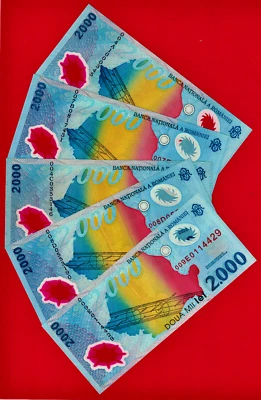 UN BILLETE DE POLÍMERO ECLIPSE SOLAR RUMANIA 1999 2.000 Lei (P-111a) - Circ: (F-VF-XF) Foto 1 de 2