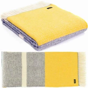 ALFOMBRA DE RODILLA DE TWEEDMILL Sofá de Lana Manta PANEL DE ILUSIÓN BRITÁNICO AMARILLO GRIS CREMA - Imagen 1 de 12