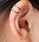1 or Pair Fake Clip on Earrings 2 or 3 Row Crystal Ear Lip Cuff Wrap UK E77 E78