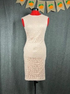 Enfocus Studio Women's Dress Pink Geometric Overlay with Gold Accents Size 4 - Picture 1 of 7