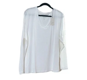 Women's White Jersey V-Neck Long Sleeve - A New Day T-Shirts Stretch Slim Tee - Picture 1 of 14