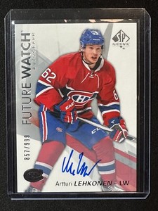 2016 SP Authentic Future Watch Artturi Lehkonen (2017-18 Update) Rookie Auto RC