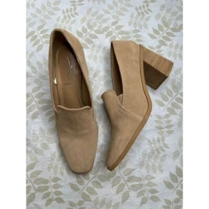 Zapato Mocasín JOIE Wevenly Gamuza Tacón Bloque Tostado Talla 81/2 Sin Cordones Grueso Puntera Cuadrada - Imagen 1 de 8