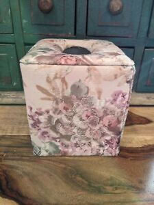 Croscill Cotswold Floral Tissue Box Cover Kleenex Box  Cover Square EUC