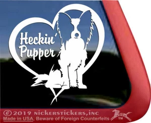 Heckin' Pupper Papillon Window Decal - Picture 1 of 3