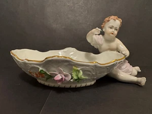 Carl Thieme Dresden German Porcelain Cherub Dish Hand Painted Floral - Picture 1 of 22